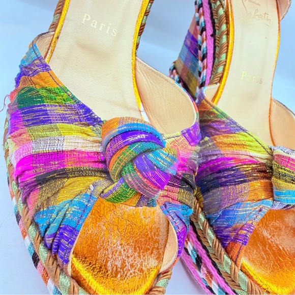 Christian Louboutin Madcarina Vibrant Multicolor Wedges - Picture 5 of 16